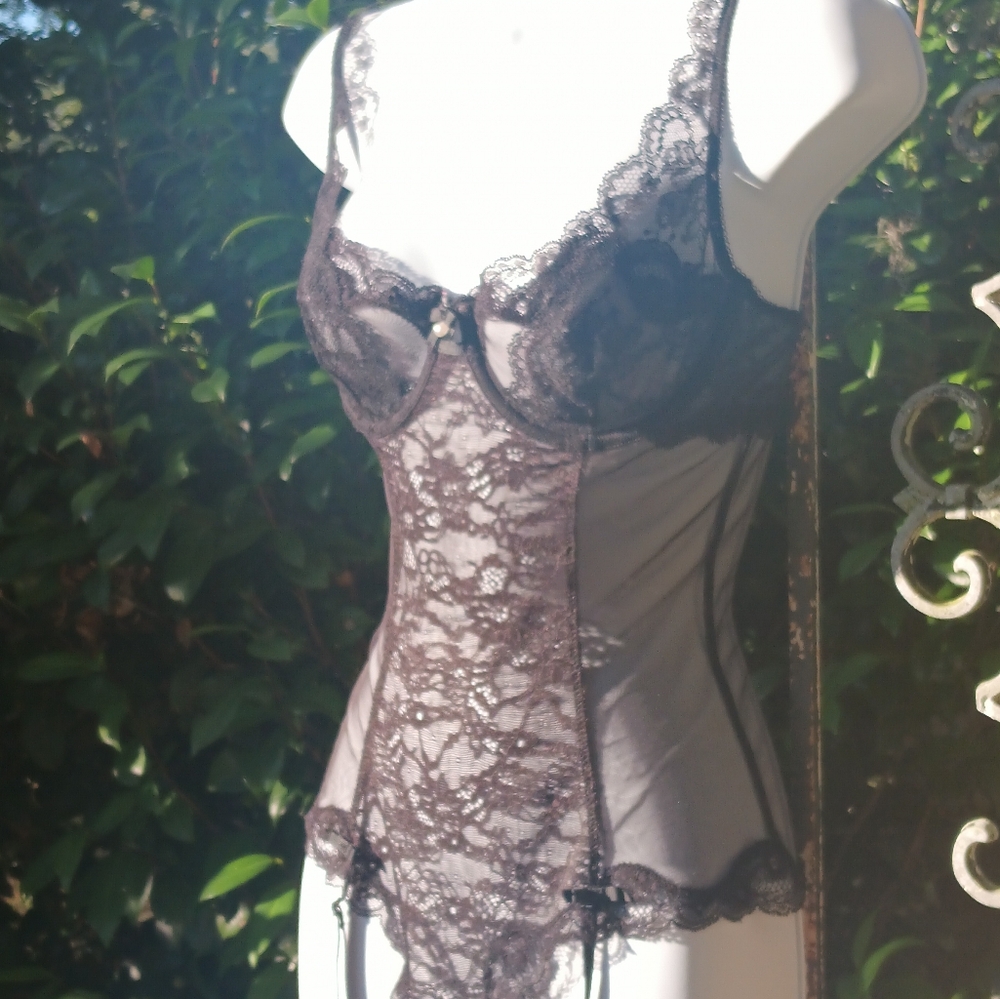 Victoria Secret Black Lsce Corset 34 D - Picture 5 of 11